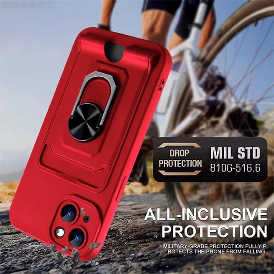 iPhone 13 Hoesjes – Siliconen Backcover met Koord – Crossbody – Schokbestendig – Rood-Ilumina Benelux