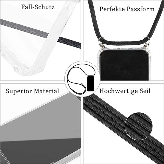 Motorola Moto G10/G20/G30 Hoesjes – Transparante Siliconen Backcover met Koord – Schokbestendig – Anti-shock-Ilumina Benelux