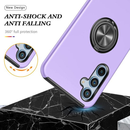 Samsung Galaxy A34 5G Hoesjes – Hardcase Backcover met Vingerring – Anti-drop – Paars-Ilumina Benelux