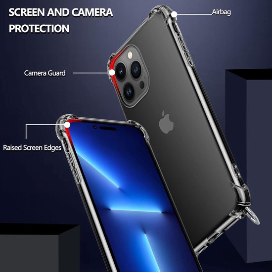 iPhone 14 Pro Hoesjes – Transparante Siliconen Backcover met Koord – Schokbestendig Anti-shock Stootrand-Ilumina Benelux