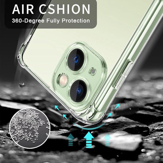 iPhone 15 Hoesjes – TPU Siliconen Backcover – Schokbestendig – 2-Pack Screenprotector – Camera Allround Bescherming – Transparant-Ilumina Benelux