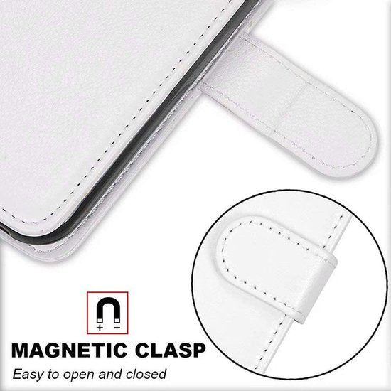Samsung Galaxy A54 Hoesjes – Bookcase Portemonneehoes – Magneetsluiting – 1x Gehard Glas Screenprotector – Wit-Ilumina Benelux