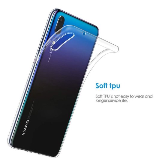 Huawei P30 Lite Hoesjes – Transparante TPU Siliconen Backcover – Soft Case – 2x Screenprotector Gehard Glas-Ilumina Benelux