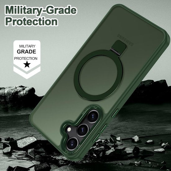 Samsung Galaxy S24 FE / S25 FE Hoesjes – MagSafe Backcover met Standaard – Schokbestendig – Groen-Ilumina Benelux