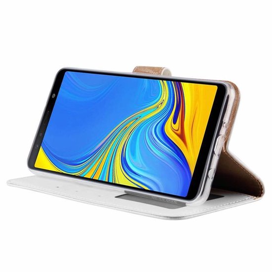 Samsung Galaxy A7 2018 Hoesjes – Portemonnee Hoes – Pasjeshouder – 2x Gehard Glas Screenprotector – Wit-Ilumina Benelux