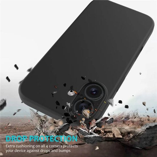 iPhone 16 Hoesjes – Liquid Siliconen Backcover – Soft Touch – Schokbestendig – Zwart-Ilumina Benelux