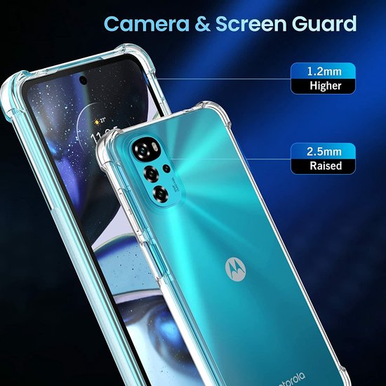 Motorola Moto G22 Hoesjes – Siliconen Backcover – Schokbestendig Anti-Shock – Transparant – 2x Screenprotector-Ilumina Benelux