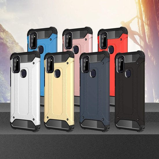 Samsung Galaxy M51 Hoesjes – Armor Hybrid Backcover – Schokbestendig – Blauw-Ilumina Benelux