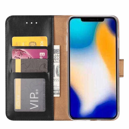 iPhone XR Hoesjes – Portemonnee Hoes – Pasjeshouder – Magneetsluiting – Zwart + 2x Full Screenprotector Gehard Glas – Anti-kras – Transparant-Ilumina Benelux