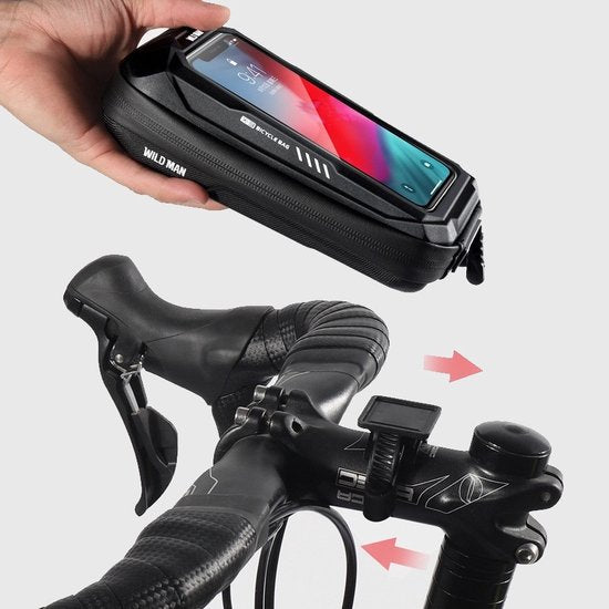 Telefoonhouder fiets – Waterdichte stuurtas – Voor mountainbike – Touchscreen venster – Zwart-Ilumina Benelux