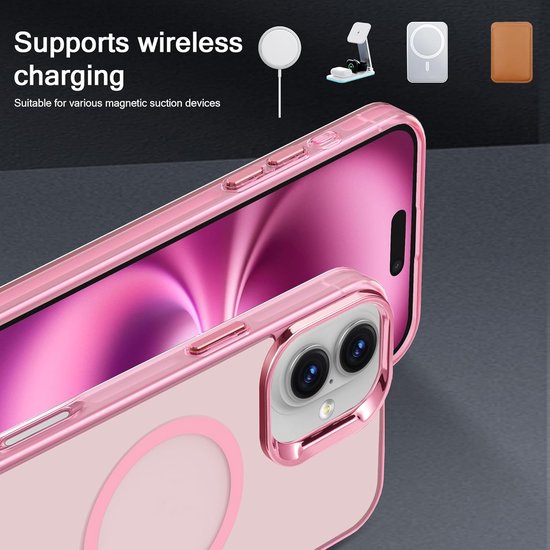 iPhone 16 Hoesjes – Magnetische Backcover – MagSafe Compatibel – Slank & Schokbestendig – Roze-Ilumina Benelux