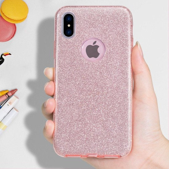 Samsung Galaxy M21 Hoesjes – Siliconen TPU Backcover – Glitters BlingBling – Schokbestendig – Rosé-Ilumina Benelux