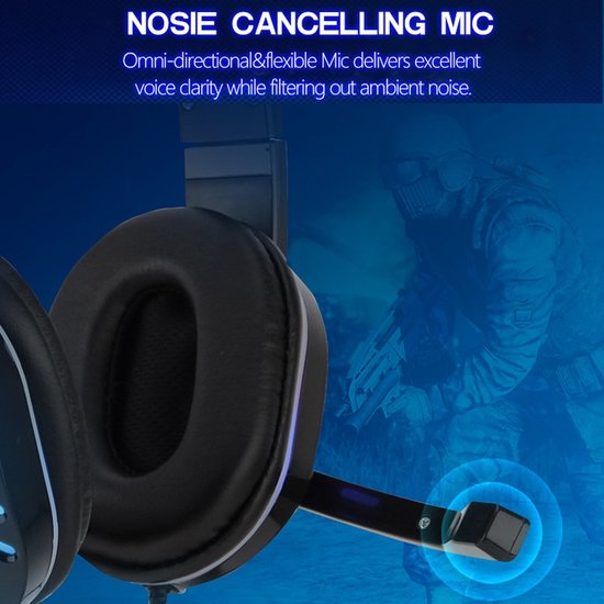 Gaming headset – SOYTO SY755 – RGB verlichting – 2 m kabel – Zwart