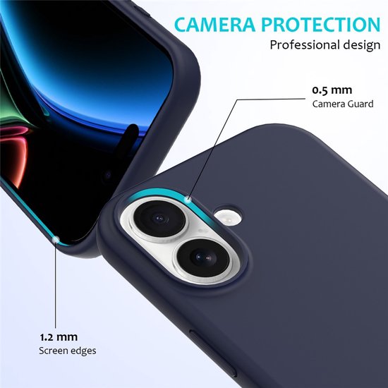 iPhone 17 Hoesjes – Liquid Siliconen Backcover – Soft Touch – Schokbestendig – Middernachtblauw-Ilumina Benelux