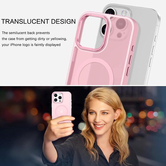 iPhone 15 Plus Hoesjes – Matte Backcover – MagSafe Compatibel – Schokbestendig – Roze-Ilumina Benelux