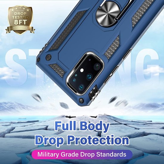 Samsung Galaxy S20 Plus Hoesjes – Anti-Shock Hybride Ring Armor Backcover – Schokbestendig – Blauw-Ilumina Benelux