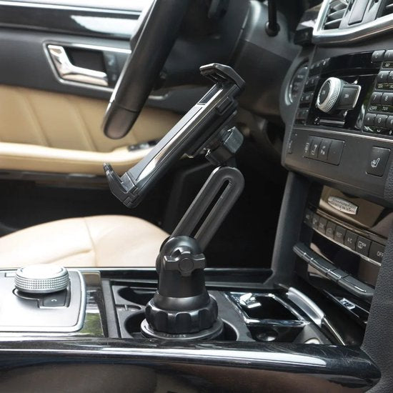 Tablethouder auto – Bekerhouder montage – Stevige grip – 360° draaibaar – Geschikt voor telefoon & tablet – Zwart-Tablethouder-Ilumina Benelux