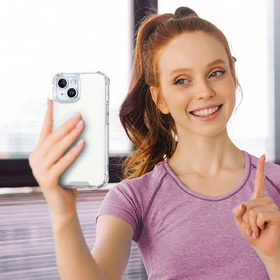 iPhone 12 Pro Hoesjes – Transparante Backcover – Schokbestendig – Nekkoord Koord – Rood-Ilumina Benelux