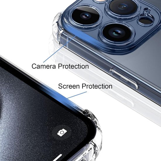 iPhone 15 Pro Max Hoesjes – Siliconen Backcover TPU – Schokbestendig – 2-Pack Screenprotector – Camera Bescherming – Transparant-Ilumina Benelux