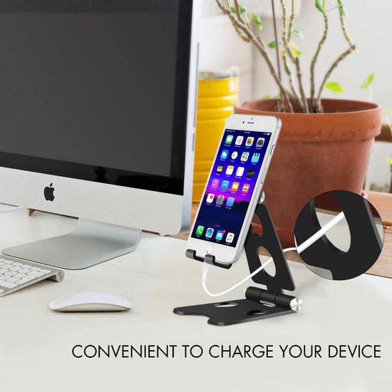 2-Pack Telefoonhouder Bureau – Aluminium Verstelbare Telefoonstandaard – 270° Opvouwbaar – Anti-slip – Voor Smartphone & Tablet 4~10 inch – Geschikt voor: iPhone, Samsung, iPad, Huawei