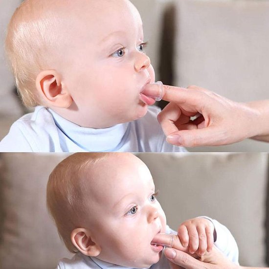 Vingertandenborstel baby – Siliconen vingerborstel – Zacht tandvleesmassage – Voor baby & peuter – Transparant-Ilumina Benelux