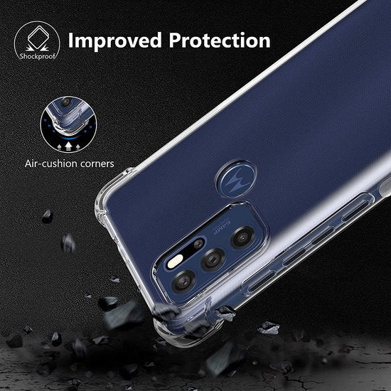 Motorola Moto G60s Hoesjes – Siliconen Backcover – Schokbestendig – Transparant – 2x Screenprotector-Ilumina Benelux