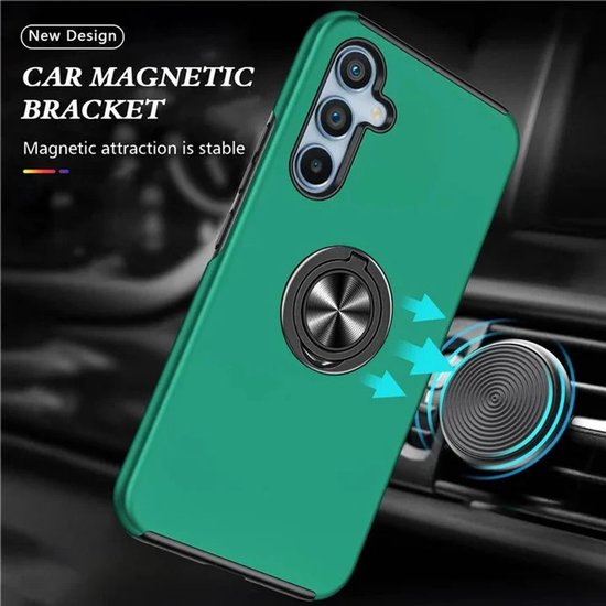 Samsung Galaxy A16 Hoesjes – Backcover met Vingerring – Grip & Standaardfunctie – Groen-Ilumina Benelux