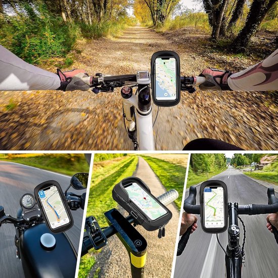 Telefoonhouder fiets – Waterdichte stuurtas met touchscreen – 360° draaibaar – Regenhoes & opbergruimte – Tot 7 inch – Zwart-Ilumina Benelux