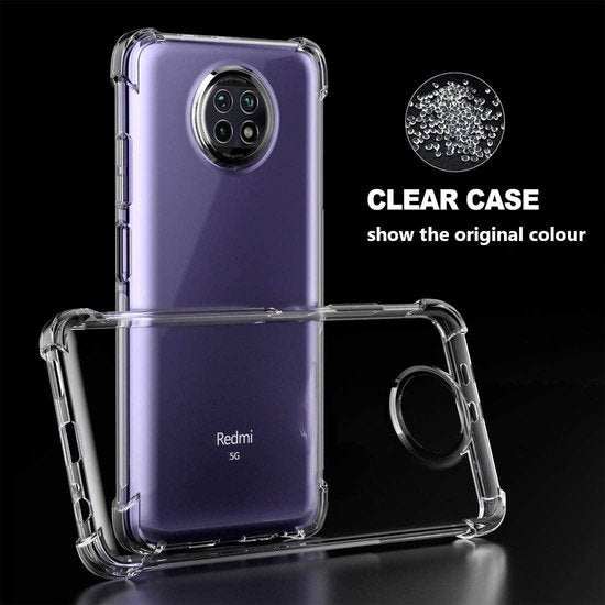 Xiaomi Redmi Note 9T 5G Hoesjes – Siliconen Backcover – Schokbestendig – Transparant – 2x Gehard Glas Screenprotector-Ilumina Benelux