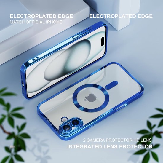 iPhone 16 Hoesjes – MagSafe Compatible Siliconen Backcover – Ingebouwde Camerabescherming – Blauw-Ilumina Benelux
