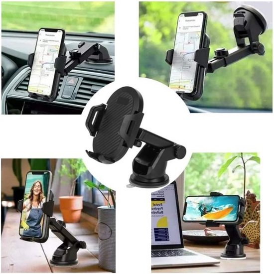 Telefoonhouder auto – Stevige zuignap – Voor raam & dashboard – Universeel – Zwart-Ilumina Benelux