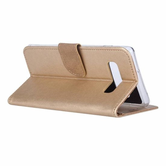 Bookcase hoesje Geschikt voor: Samsung Galaxy S10+ Portemonnee Goud met 2x Glas Screenprotector