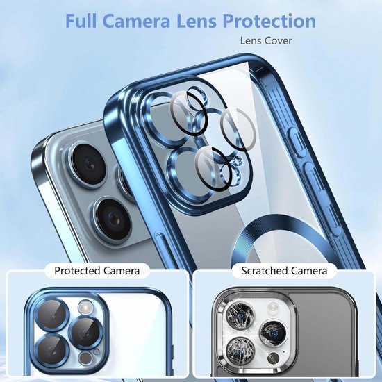 iPhone 14 Pro Hoesjes – MagSafe Compatible Backcover – Ingebouwde Camerabescherming – Blauw-Ilumina Benelux