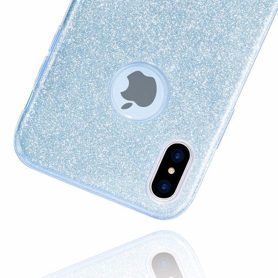 iPhone X/XS Hoesjes – Siliconen TPU Backcover – Glitter BlingBling Case – Blauw-Ilumina Benelux