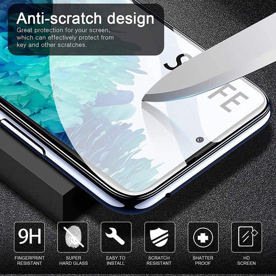 Samsung Galaxy S20 FE Hoesjes – Anti-Shock Siliconen Backcover – 2 Pack Screenprotector Gehard Glas-Ilumina Benelux