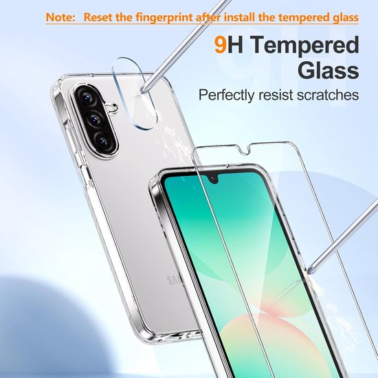 Samsung Galaxy A25 Hoesjes – Transparante Siliconen Backcover – 2x Screenprotector – 2x Camera Lens Protector – Clear