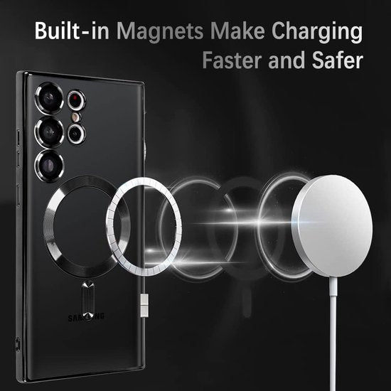 Samsung Galaxy S23 Ultra Hoesjes – Magnetische MagSafe Backcover – TPU – Camerabescherming – Zwart-Ilumina Benelux