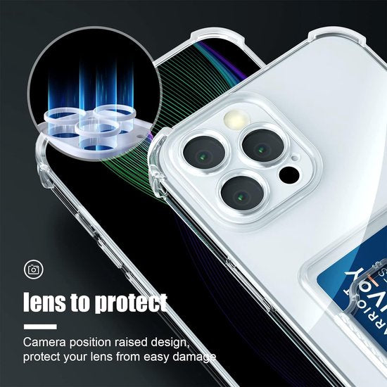 iPhone 13 Pro Hoesjes – TPU Backcover – Schokbestendig – Pasjeshouder – Transparant-Ilumina Benelux