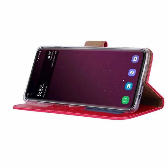 Samsung Galaxy S10 Hoesjes – Bookcase Portemonnee Hoes – Magneetsluiting – Inclusief 2x Gehard Glas Screenprotector – Roze-Ilumina Benelux
