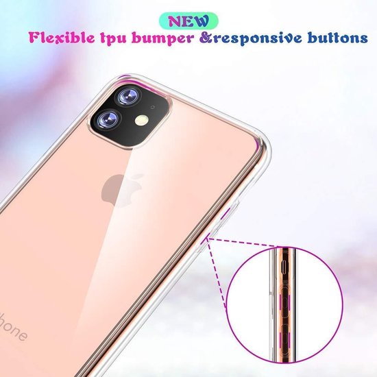 iPhone 11 Pro Max Hoesjes – Transparante TPU Siliconen Backcover – Soft Case – 2x Screenprotector Gehard Glas-Ilumina Benelux