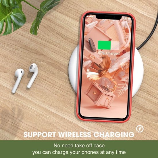 iPhone 12 Hoesjes – Soft Touch Liquid Silicone Backcover – Flexibel TPU Rubber – Inclusief Screenprotector – Rood-Ilumina Benelux