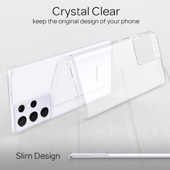 Samsung Galaxy S21 Ultra Hoesjes – Transparante TPU Siliconen Backcover – Soft Case – Inclusief 3x Screenprotector-Ilumina Benelux