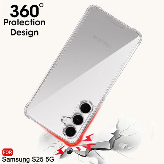 Samsung Galaxy S25 Hoesjes – Ultra-Hybrid Backcover – Schokbestendig – Crystal Clear Transparant