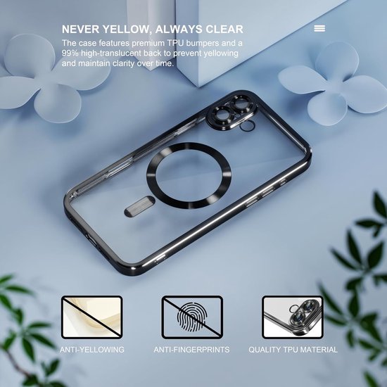 iPhone 16 Hoesjes – MagSafe Compatible Backcover – Ingebouwde Camerabescherming – Zwart-Ilumina Benelux