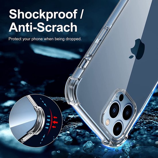 iPhone 13 Pro Hoesjes – Schokbestendige Siliconen Backcover – Inclusief 1 Pack Screenprotector Gehard Glas – Transparant-Ilumina Benelux