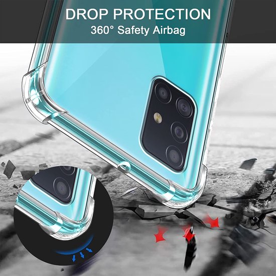 Hoesje met koord - ketting - Draagriem voor Schouder / Nek - touw - Hanger - Schouder tas - Geschikt voor: Samsung Galaxy A51- transparant