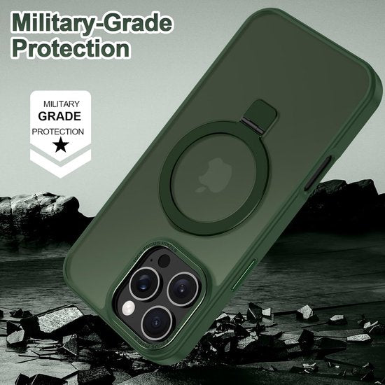 iPhone 16 Pro Max Hoesjes – MagSafe Backcover met Standaard – Schokbestendig – Groen-Ilumina Benelux