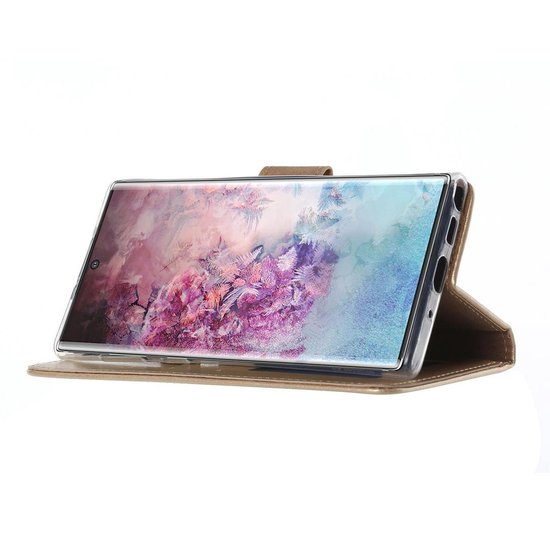 Samsung Galaxy Note 10 Hoesjes – Bookcase Portemonnee Hoes – Pasjeshouder – Magneetsluiting – Goud-Ilumina Benelux