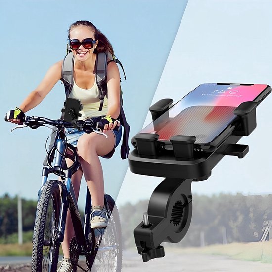 Telefoonhouder fiets – 360° draaibaar – Anti-slip schokbestendig – Universele navigatie clip – Zwart/Groen-Ilumina Benelux