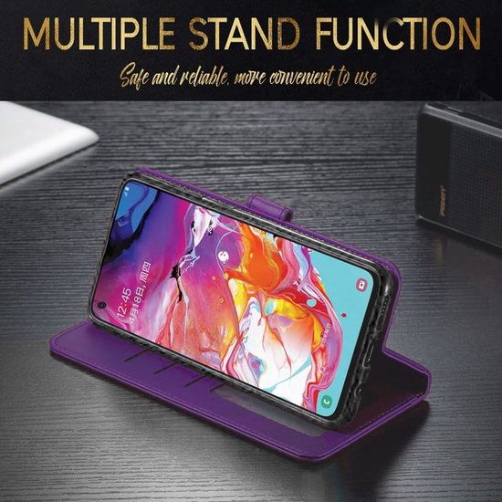 Samsung Galaxy A13 5G Hoesjes – Portemonnee Bookcase – Pasjeshouder – 3x Gehard Glas Screenprotector – Paars-Ilumina Benelux